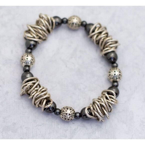 7 inch, Vintage Silver Tone Edwardian Unique Avant Garde Bracelet - CT1 - Picture 1 of 3